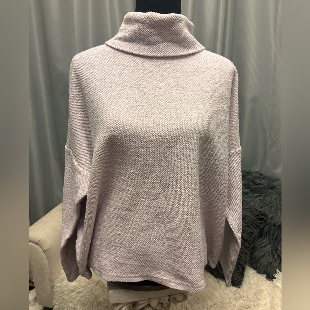 50%offw❤️ Aerie Cozy Cowl Neck Oversized Sweatshirt lavender textured L 136